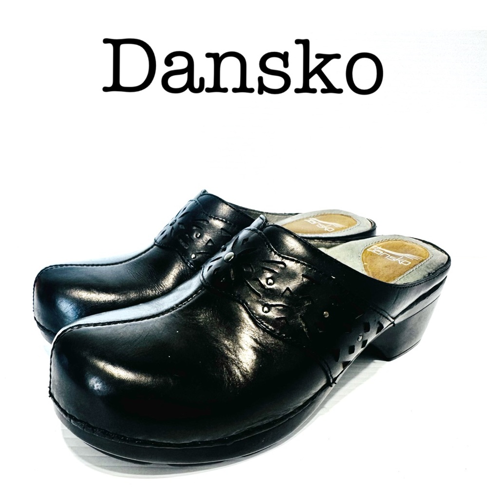 Dansko Shyanne Black Leather Clogs Size 39